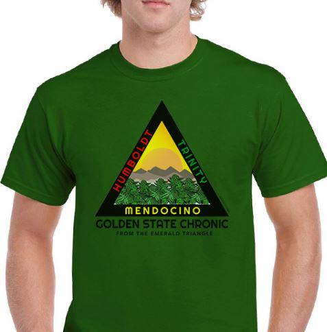 Tee Shirt, Color: Green, Emerald Triangle - Humboldt, Trinity, Mendocino