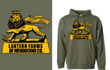 Hoodie - Army Green Pullover Hoodie, Lantern Farms of Mendocino Co. Lion - Lantern Farms